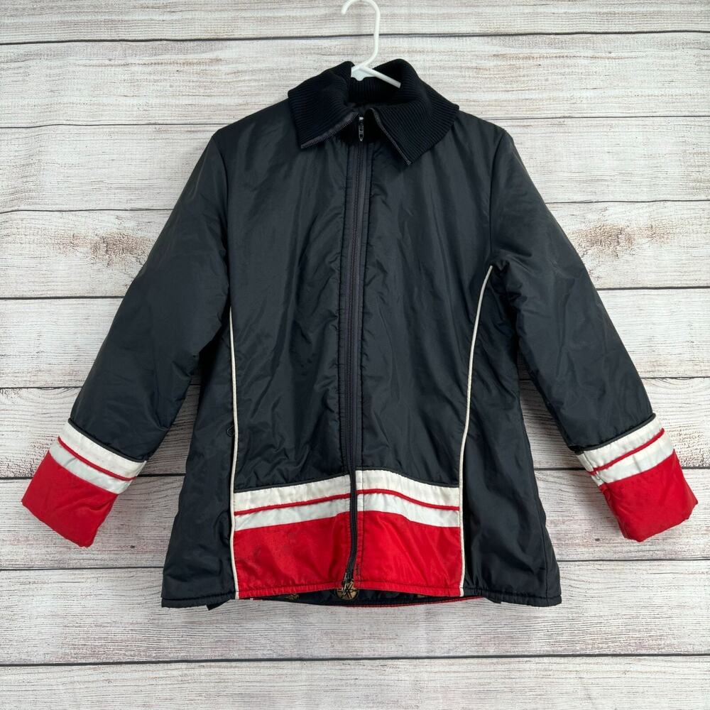 Vintage 70's Yamaha Full Zip Insulated Motorcycle Jacket Men's M Black/Red/White